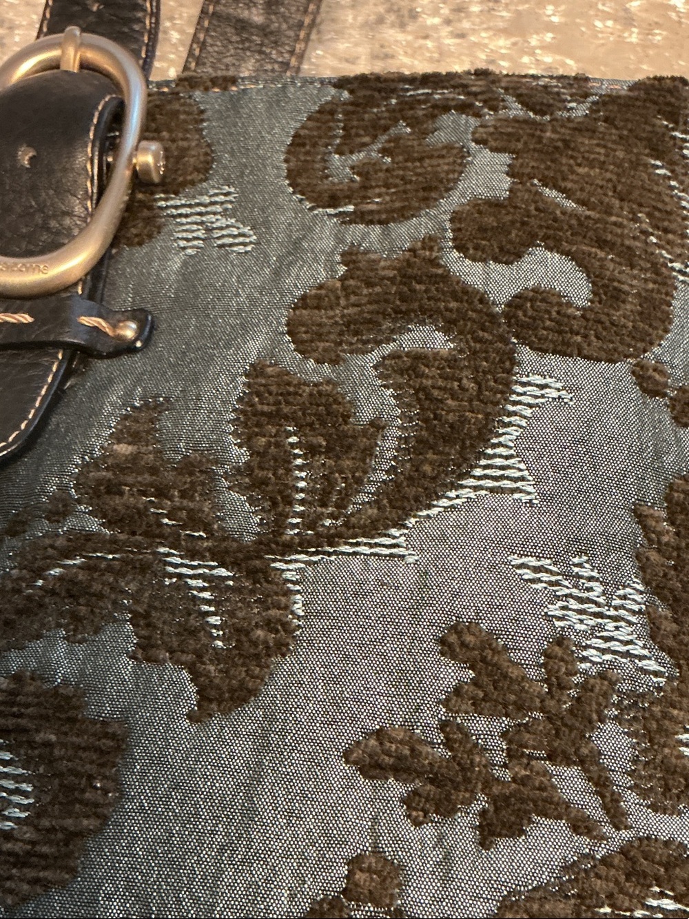 Liz Claiborne Brown and Teal Damask Shoulder Bag - Picture 2 of 11